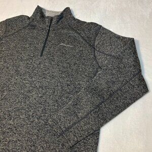 Eddie Bauer Pullover Sweater 1/4 Zip Fleece Mens XL Gray Grey Preppy Outdoors